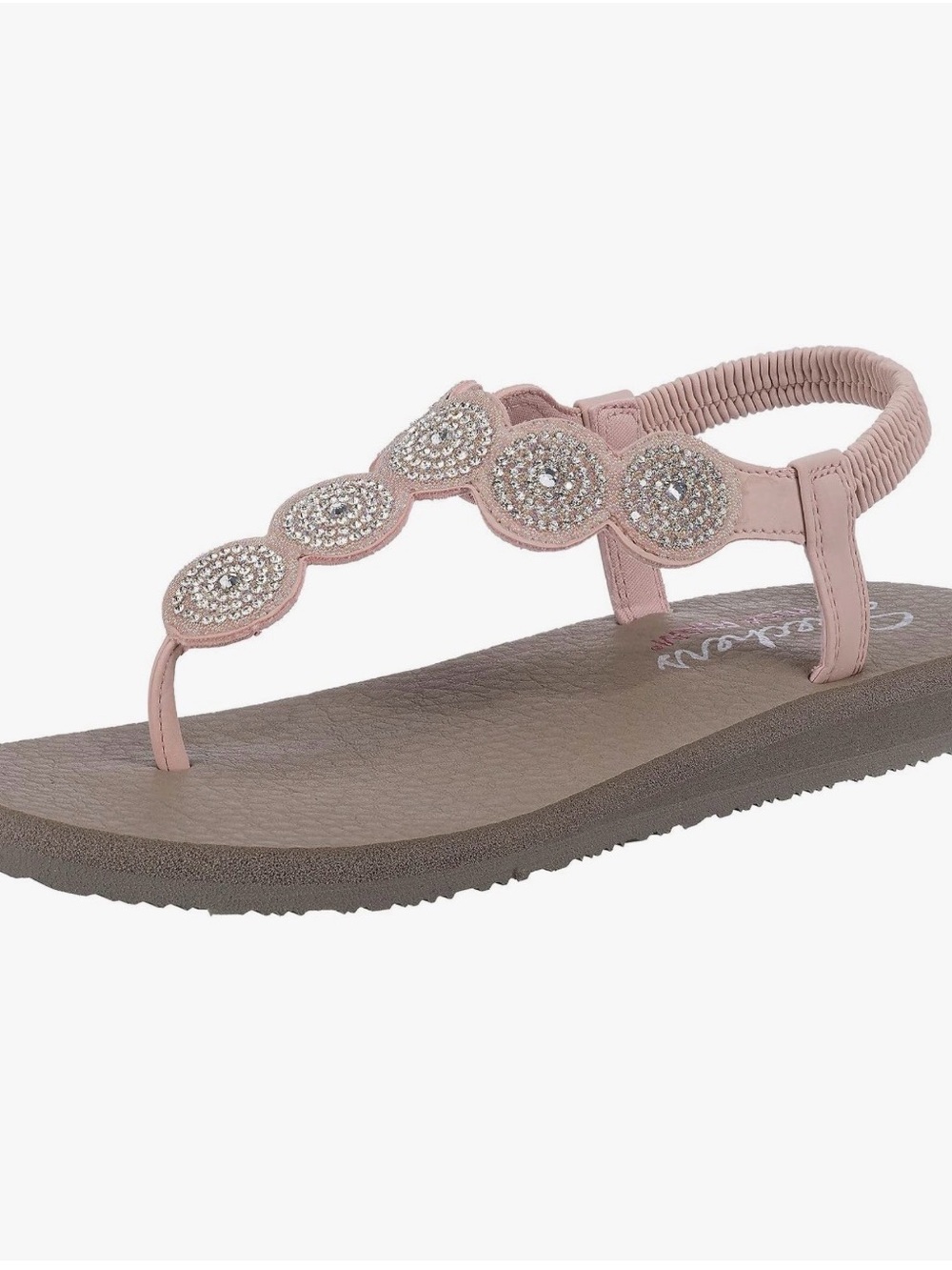 New in Box Cali from Skechers Embellished Pink T-Strap Yoga Foam Sandals Size 10